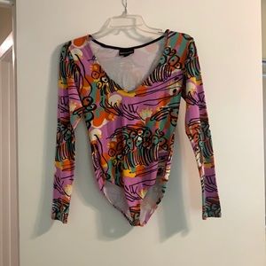 Patterned long sleeve body suit noo works